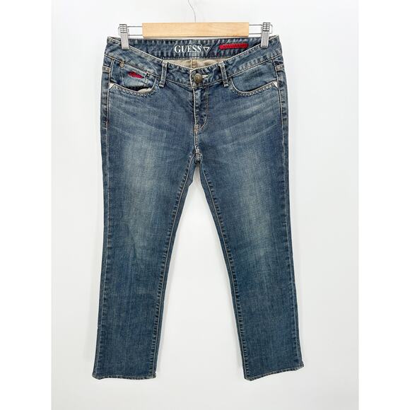 GUESS Mid Rise Dark Wash Bootcut Denim Jeans Stretch Womens Size 28 - Picture 1 of 9